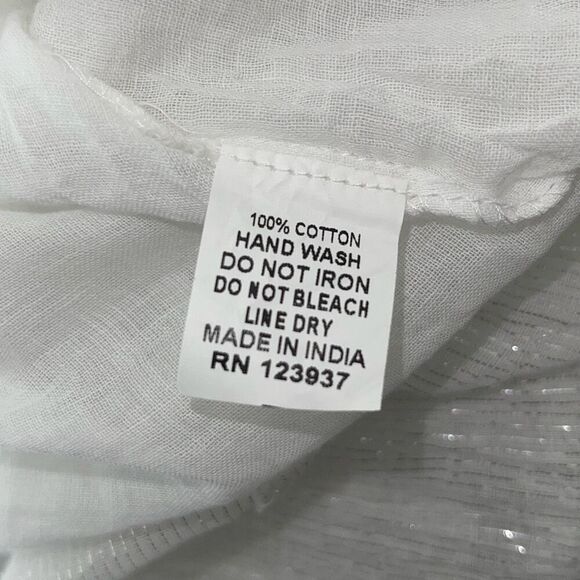 Debbie Katz Womens Tierred Pleated Sleeveless Boho Maxi Dress White Silver Size - Picture 7 of 7